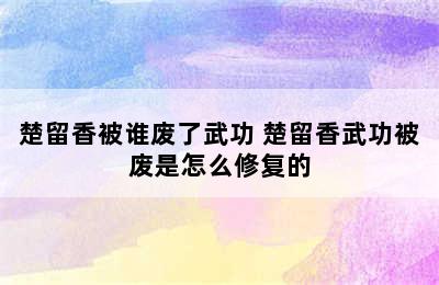 楚留香被谁废了武功 楚留香武功被废是怎么修复的